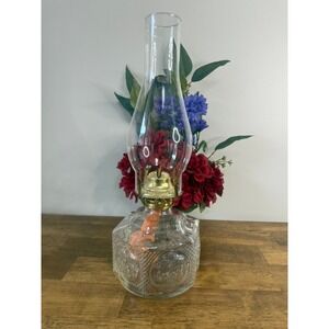 Vintage Figural Covered Wagon Oil Lamp UV Blue Reactive Glass Lamp Farmhouse